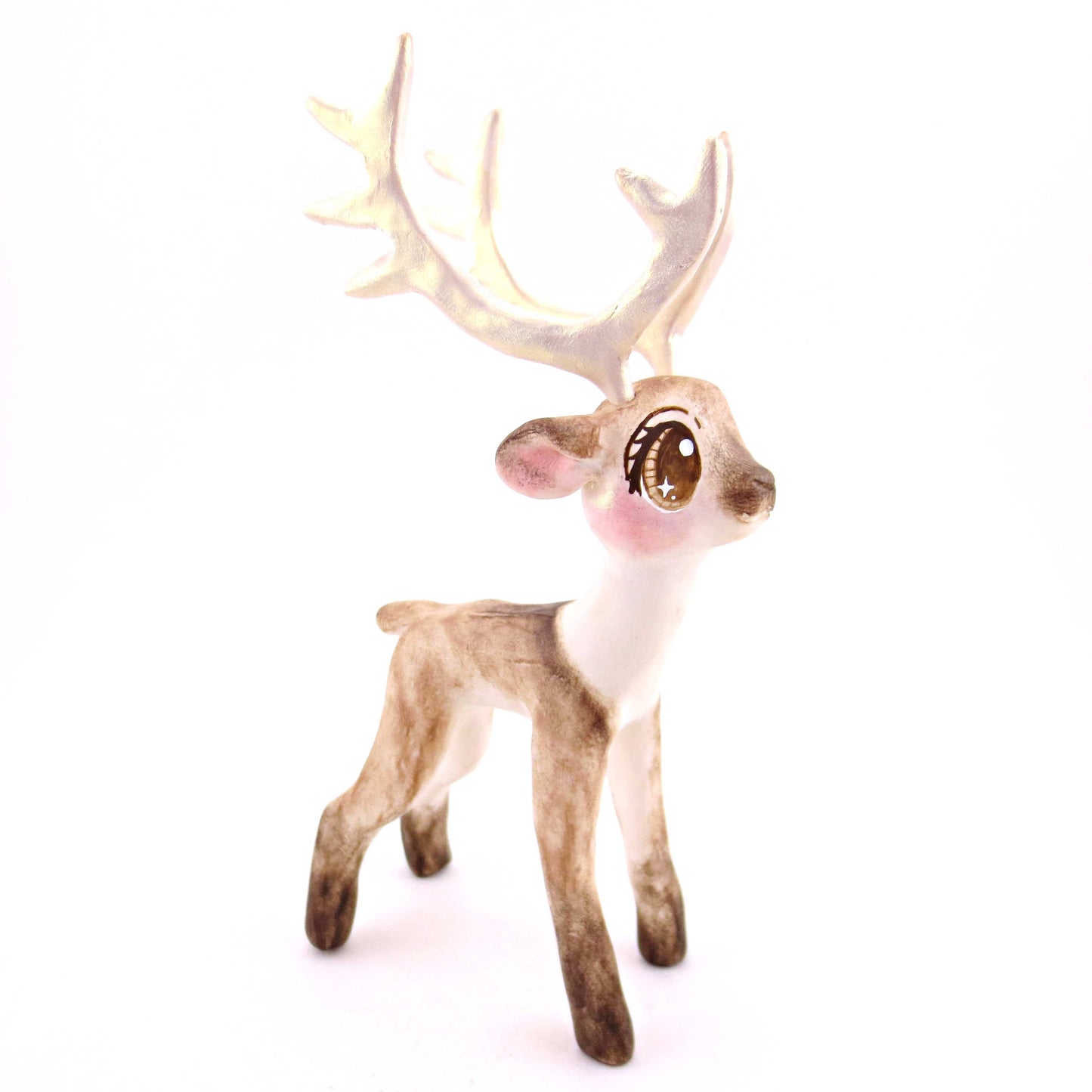 Dasher the Big-Antlered Reindeer Figurine - Polymer Clay Animals Christmas Collection