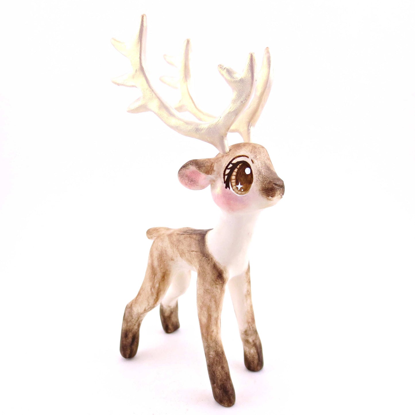 Dasher the Big-Antlered Reindeer Figurine - Polymer Clay Animals Christmas Collection