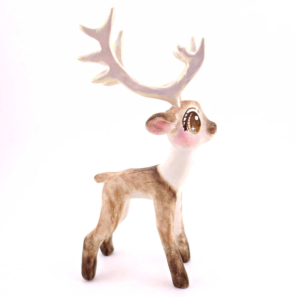 Dasher the Big-Antlered Reindeer Figurine - Polymer Clay Animals Christmas Collection