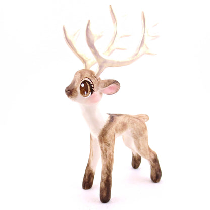 Dasher the Big-Antlered Reindeer Figurine - Polymer Clay Animals Christmas Collection