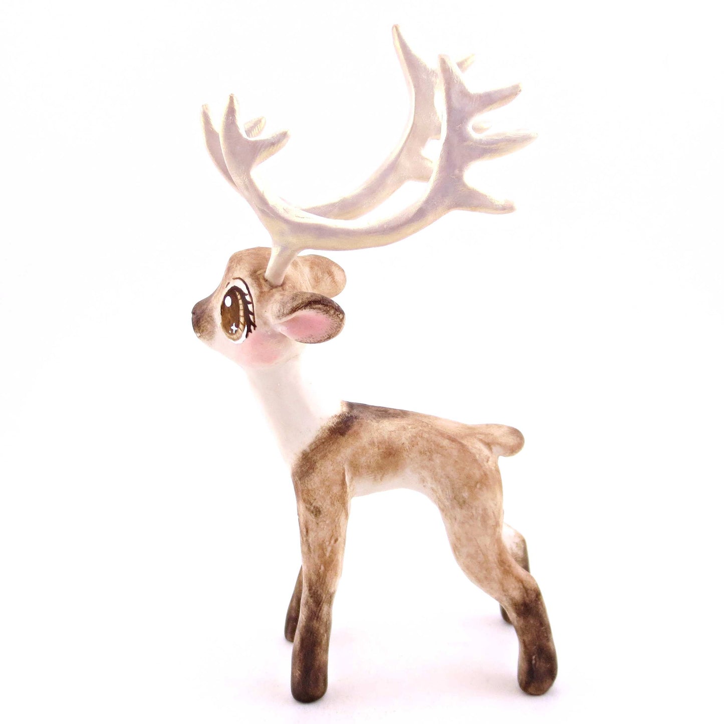 Dasher the Big-Antlered Reindeer Figurine - Polymer Clay Animals Christmas Collection