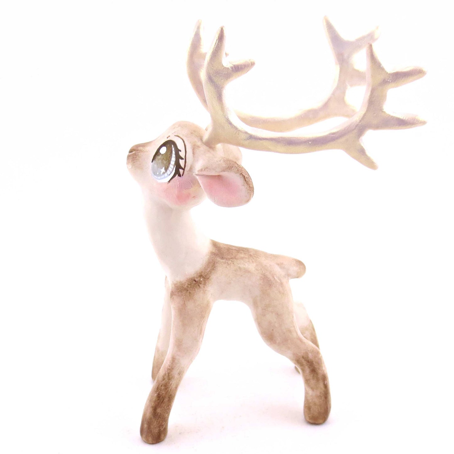 Vixen the Big-Antlered Reindeer Figurine - Polymer Clay Animals Christmas Collection