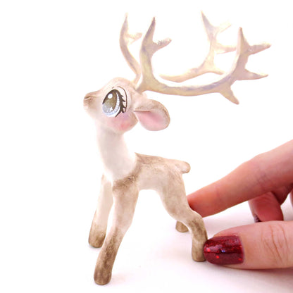 Vixen the Big-Antlered Reindeer Figurine - Polymer Clay Animals Christmas Collection