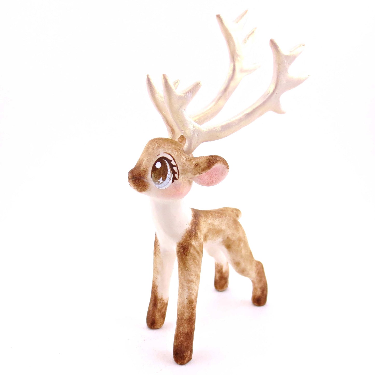 Comet the Big-Antlered Reindeer Figurine - Polymer Clay Animals Winter Collection