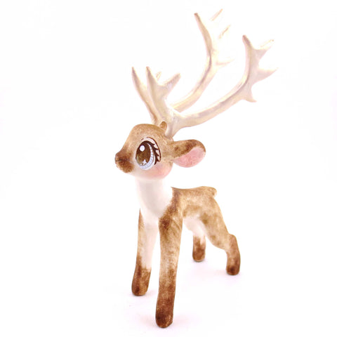 Comet the Big-Antlered Reindeer Figurine - Polymer Clay Animals Winter Collection
