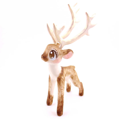 Comet the Big-Antlered Reindeer Figurine - Polymer Clay Animals Winter Collection