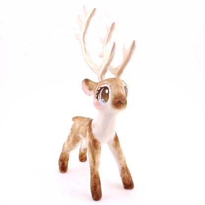 Comet the Big-Antlered Reindeer Figurine - Polymer Clay Animals Winter Collection