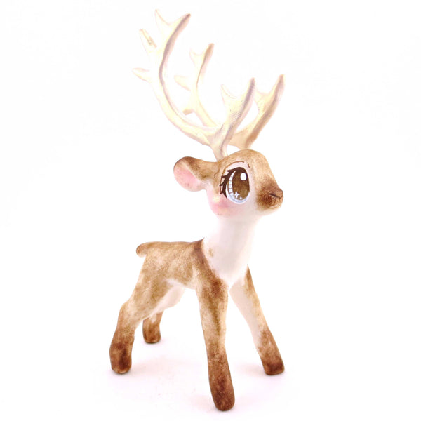 Comet the Big-Antlered Reindeer Figurine - Polymer Clay Animals Winter Collection