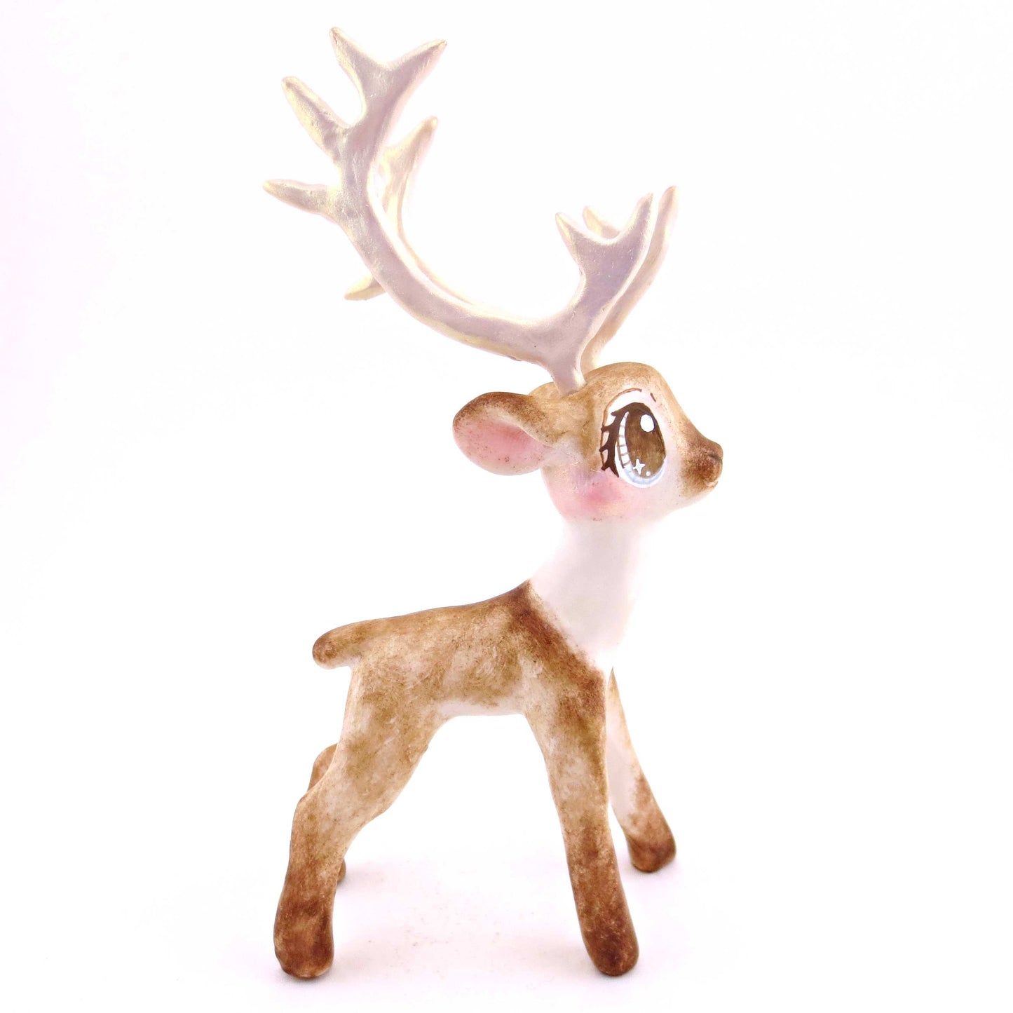 Comet the Big-Antlered Reindeer Figurine - Polymer Clay Animals Winter Collection