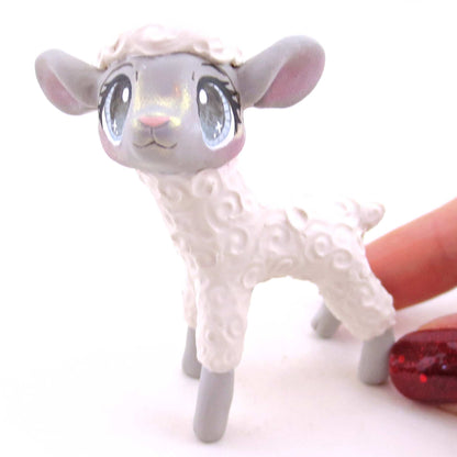 Little Lamb Figurine - Polymer Clay Animals Christmas Collection