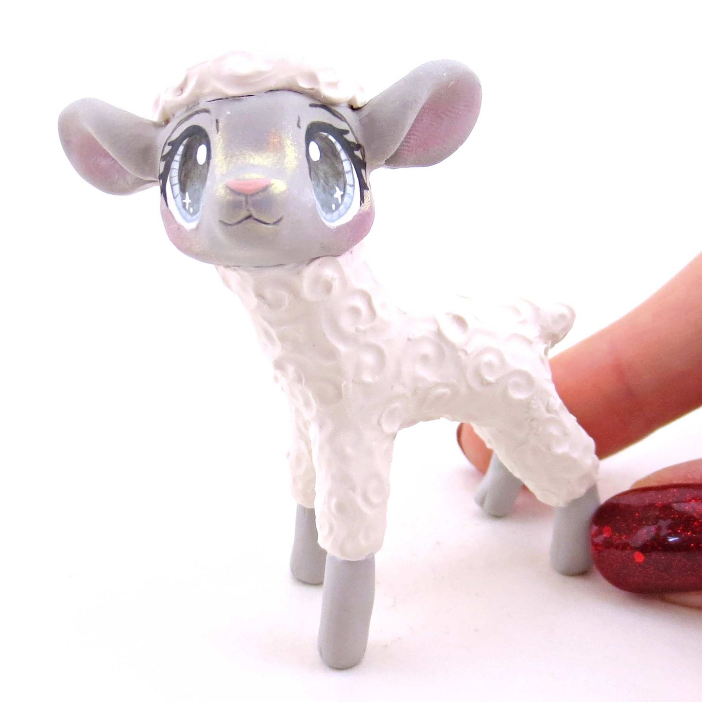 Little Lamb Figurine - Polymer Clay Animals Christmas Collection