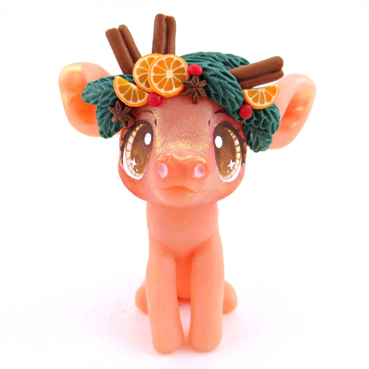 Cottagecore Christmas Spices Little Piglet Figurine - Polymer Clay Animals Christmas Collection