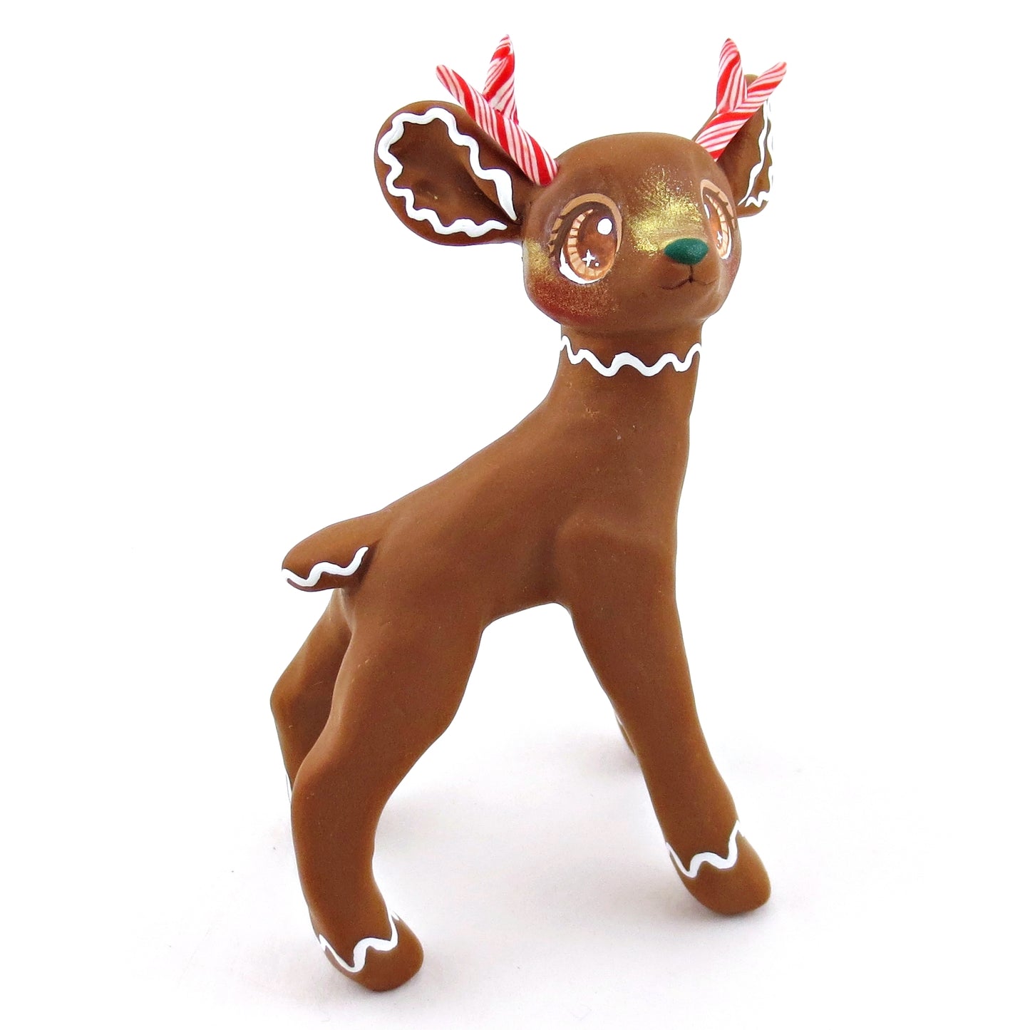 Gingerbread Reindeer Figurine - Polymer Clay Christmas Collection