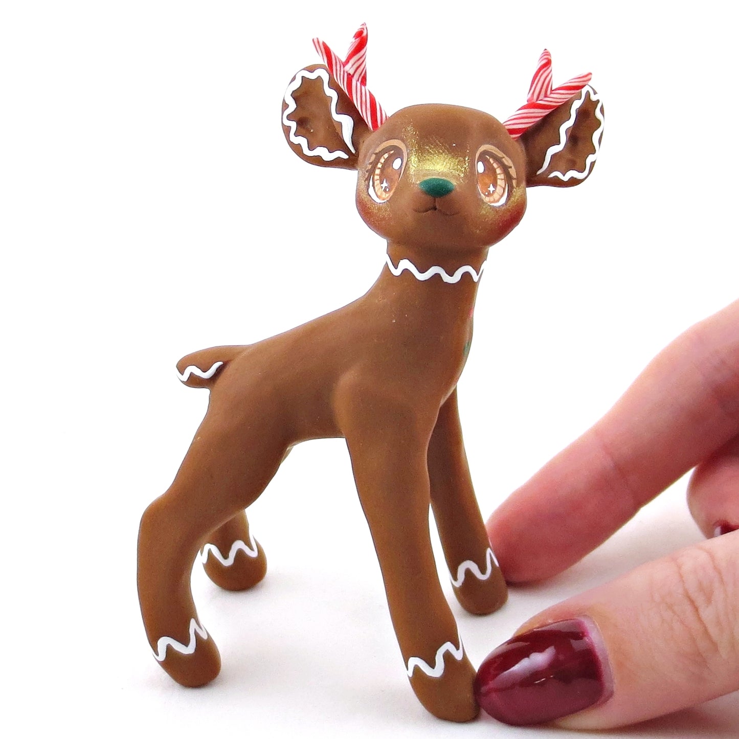 Gingerbread Reindeer Figurine - Polymer Clay Christmas Collection