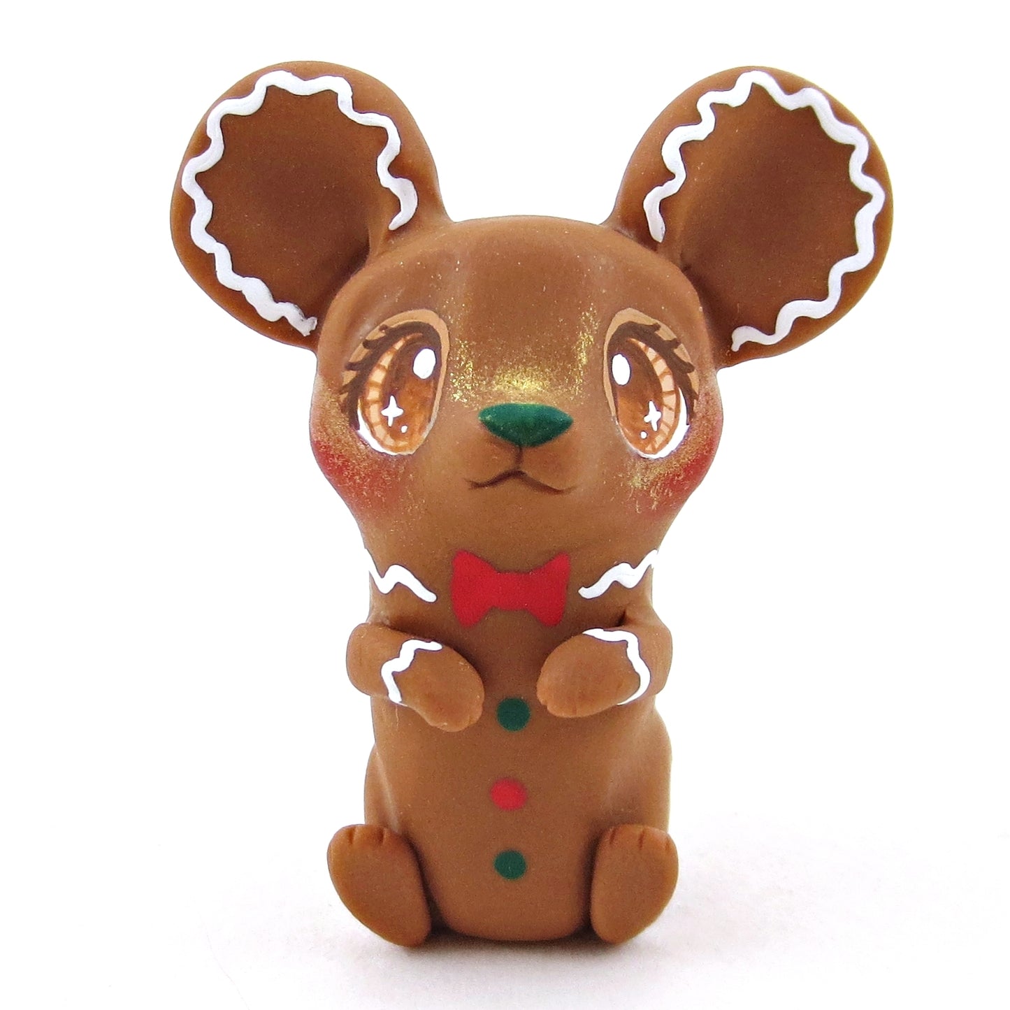 Gingerbread Mouse Figurine - Polymer Clay Christmas Collection