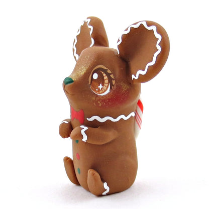 Gingerbread Mouse Figurine - Polymer Clay Christmas Collection