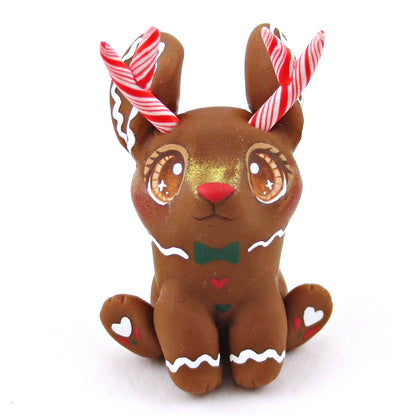 Gingerbread Jackalope Figurine - Polymer Clay Christmas Collection