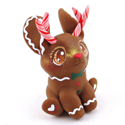 Gingerbread Jackalope Figurine - Polymer Clay Christmas Collection