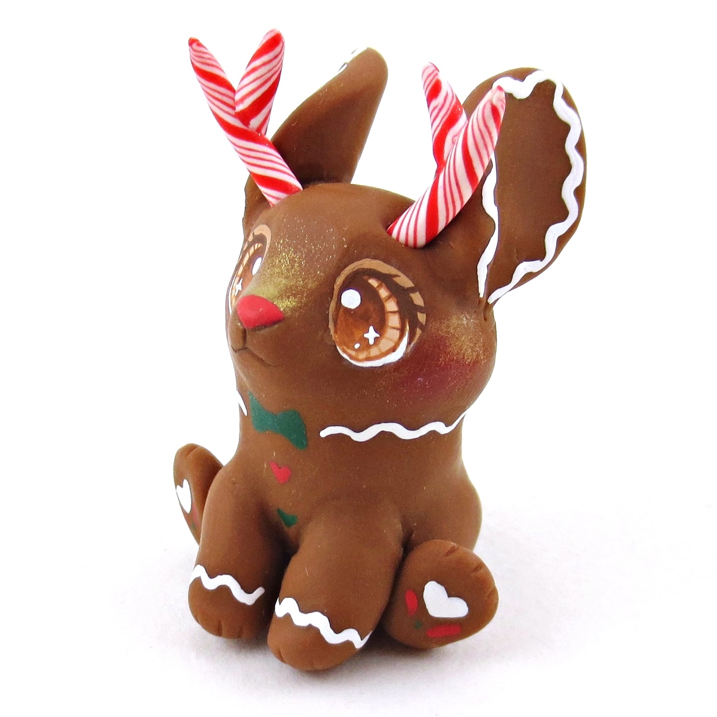 Gingerbread Jackalope Figurine - Polymer Clay Christmas Collection