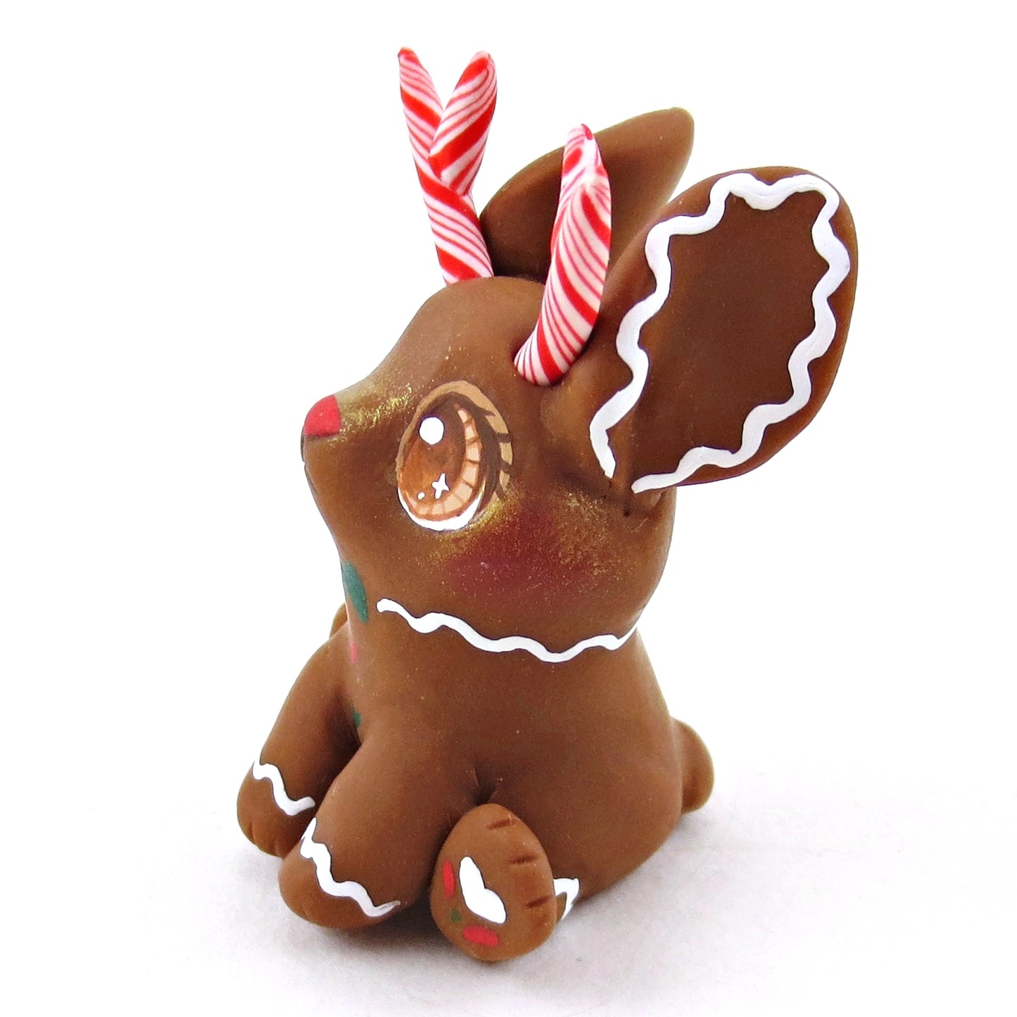 Gingerbread Jackalope Figurine - Polymer Clay Christmas Collection