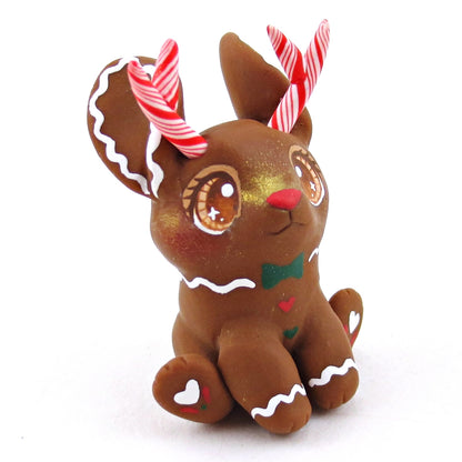 Gingerbread Jackalope Figurine - Polymer Clay Christmas Collection