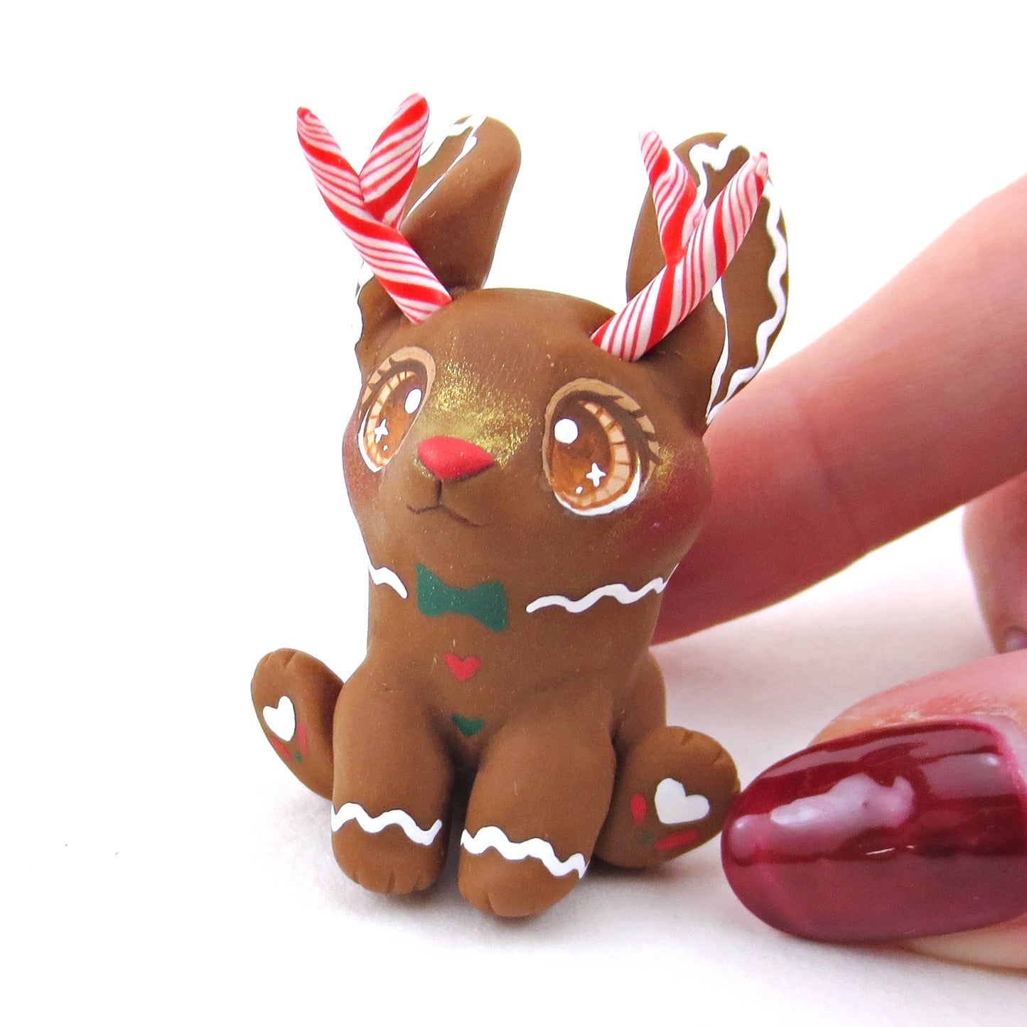 Gingerbread Jackalope Figurine - Polymer Clay Christmas Collection