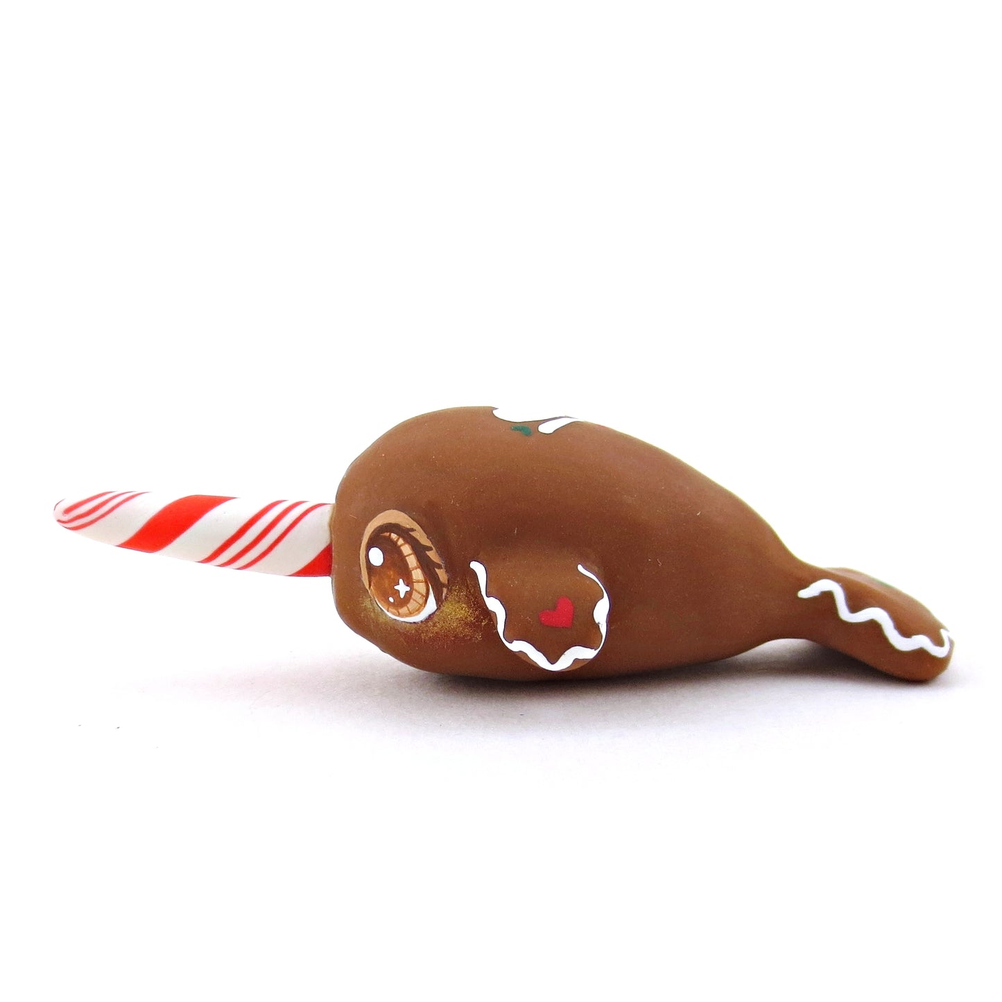 Gingerbread Narwhal Figurine - Polymer Clay Christmas Collection