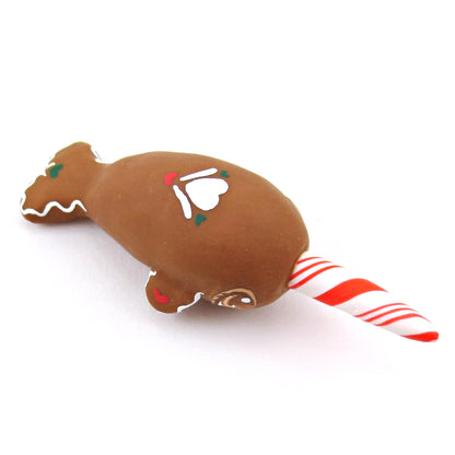 Gingerbread Narwhal Figurine - Polymer Clay Christmas Collection