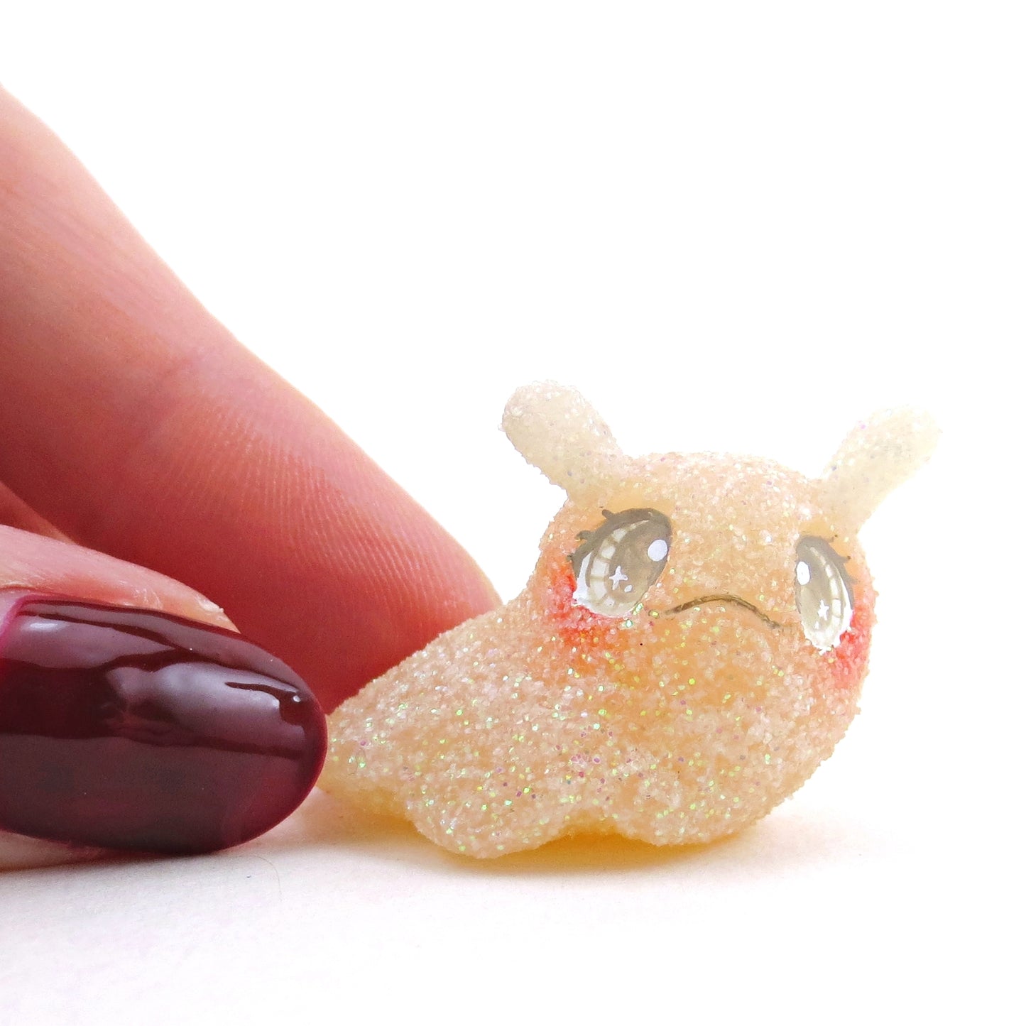 White Gumdrop Slug Figurine - Polymer Clay Christmas Collection