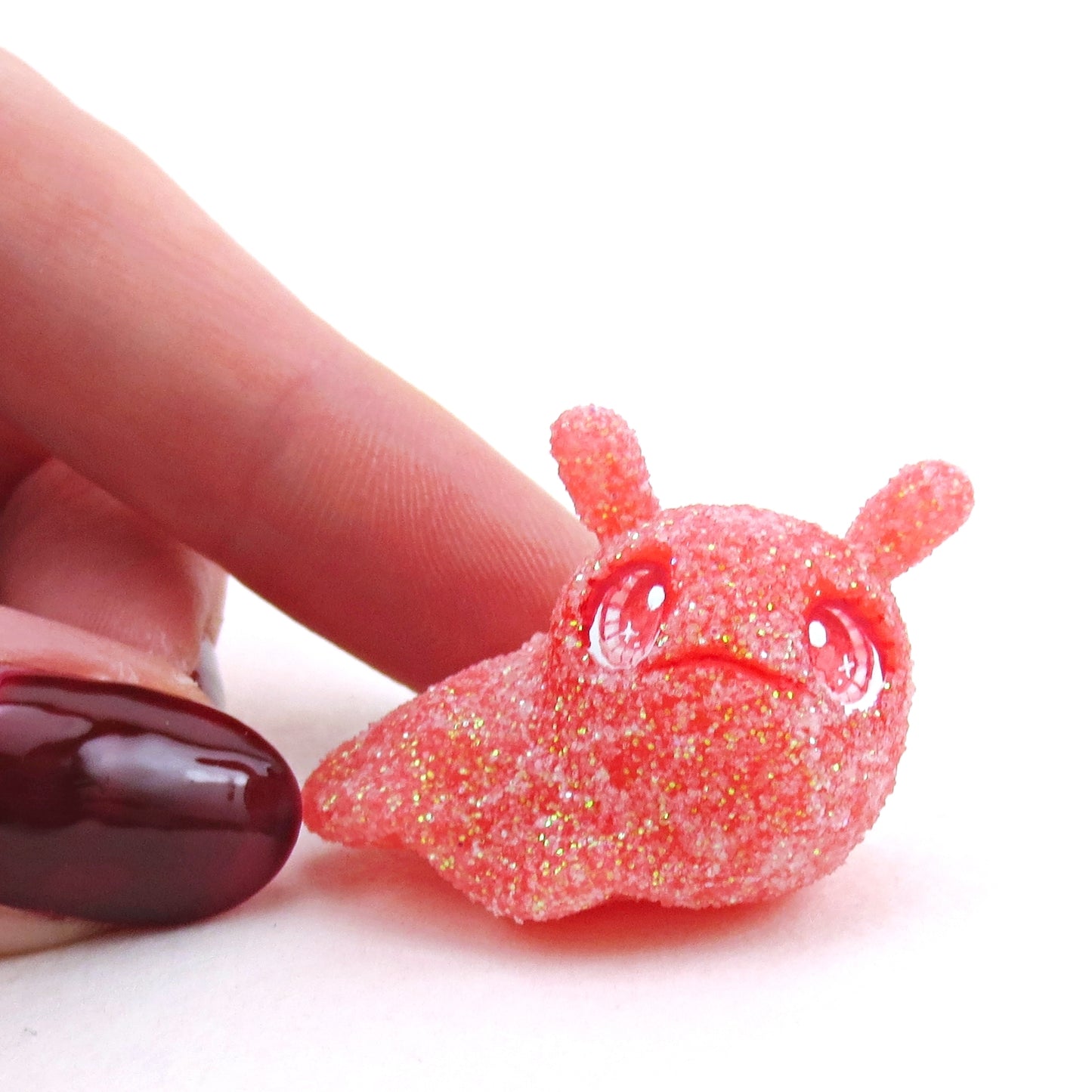 Red Gumdrop Slug Figurine - Polymer Clay Christmas Collection