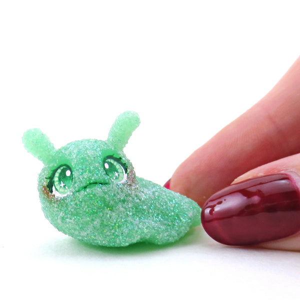 Green Gumdrop Slug Figurine - Polymer Clay Christmas Collection