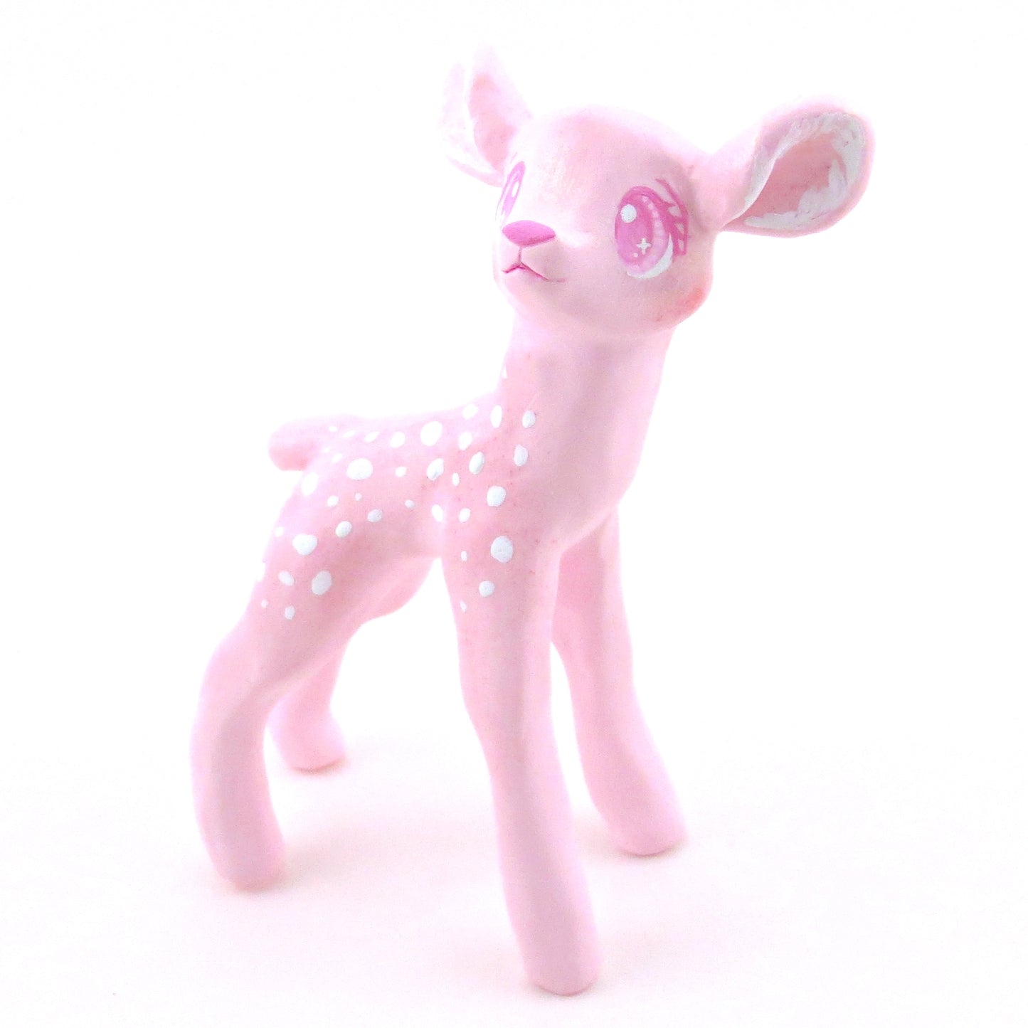 Pink Christmas Deer Figurine - Polymer Clay Christmas Collection