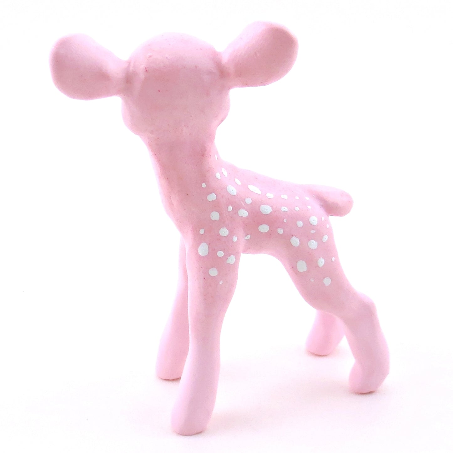 Pink Christmas Deer Figurine - Polymer Clay Christmas Collection