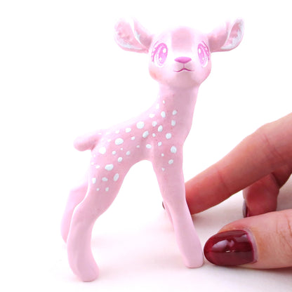 Pink Christmas Deer Figurine - Polymer Clay Christmas Collection