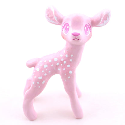 Pink Christmas Deer Figurine - Polymer Clay Christmas Collection