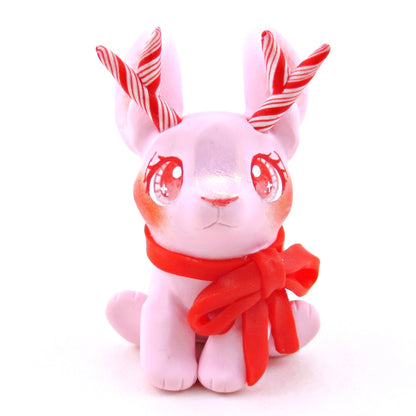 Pink Peppermint Jackalope Figurine - Polymer Clay Christmas Collection