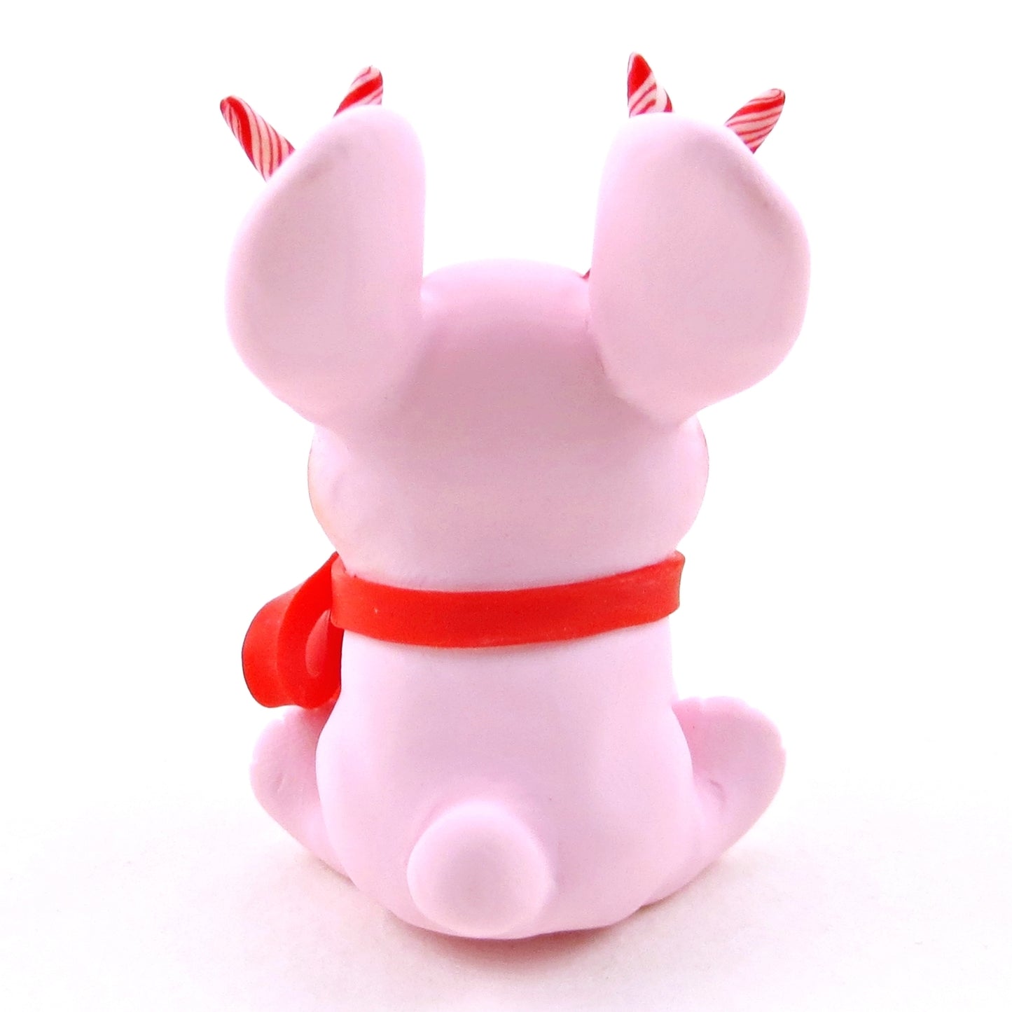 Pink Peppermint Jackalope Figurine - Polymer Clay Christmas Collection