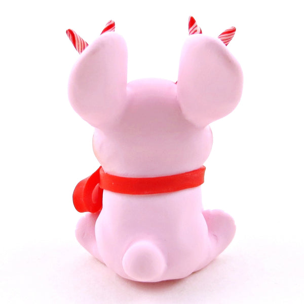 Pink Peppermint Jackalope Figurine - Polymer Clay Christmas Collection