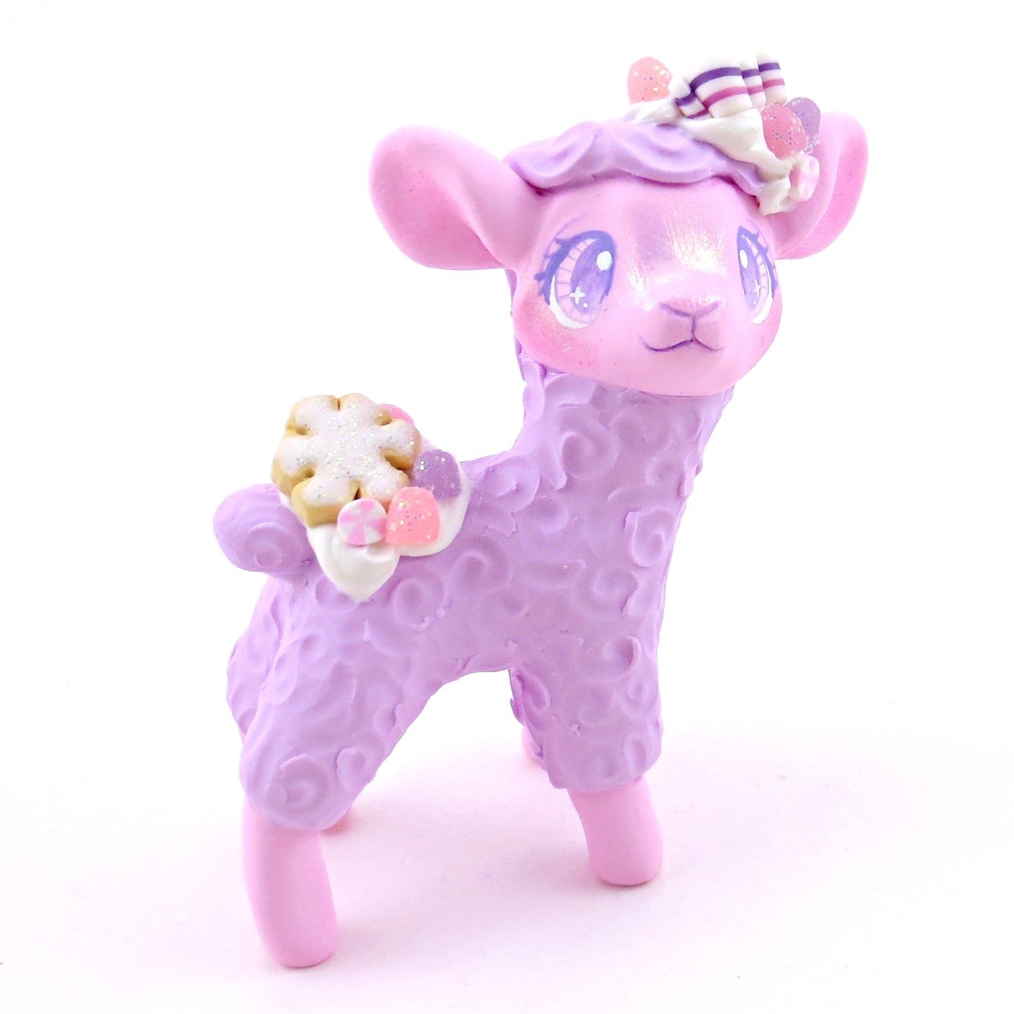 Sugarplum Sheep Figurine - Polymer Clay Christmas Collection