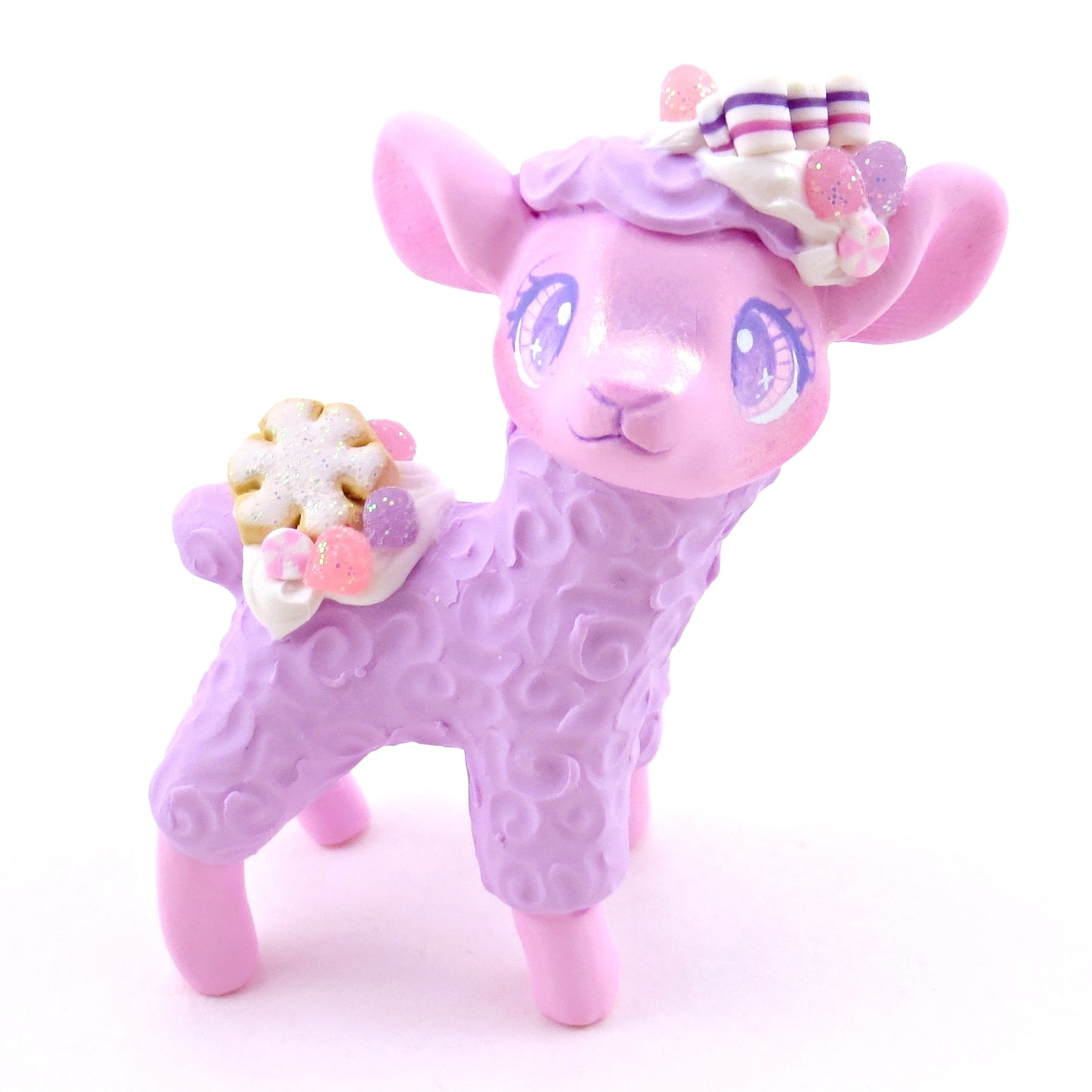 Sugarplum Sheep Figurine - Polymer Clay Christmas Collection