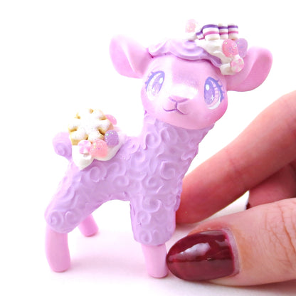 Sugarplum Sheep Figurine - Polymer Clay Christmas Collection