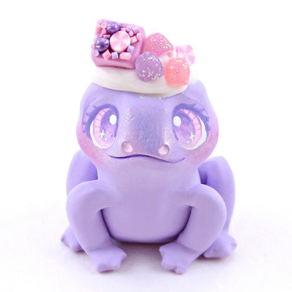 Sugarplum Frog Figurine - Polymer Clay Christmas Collection