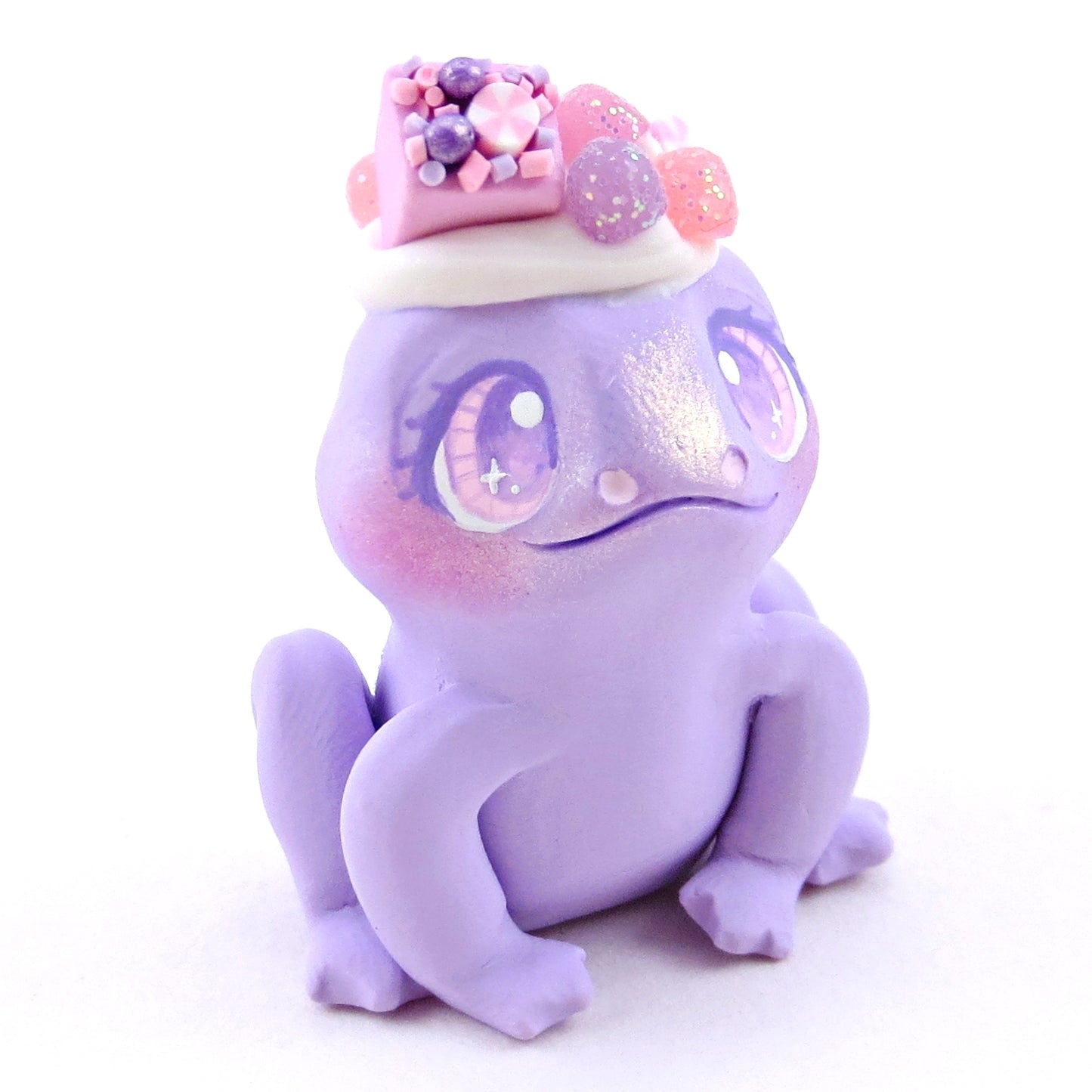 Sugarplum Frog Figurine - Polymer Clay Christmas Collection