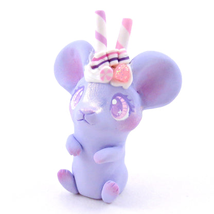 Periwinkle Sugarplum Mouse Figurine - Polymer Clay Christmas Collection