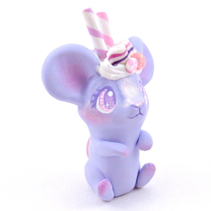 Periwinkle Sugarplum Mouse Figurine - Polymer Clay Christmas Collection