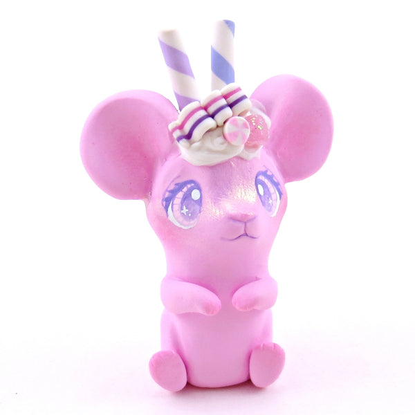 Pink Sugarplum Mouse Figurine - Polymer Clay Christmas Collection