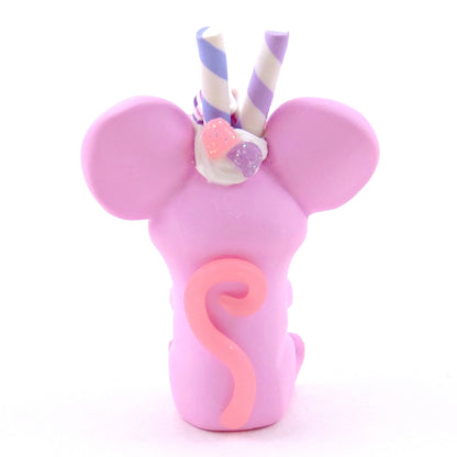 Pink Sugarplum Mouse Figurine - Polymer Clay Christmas Collection