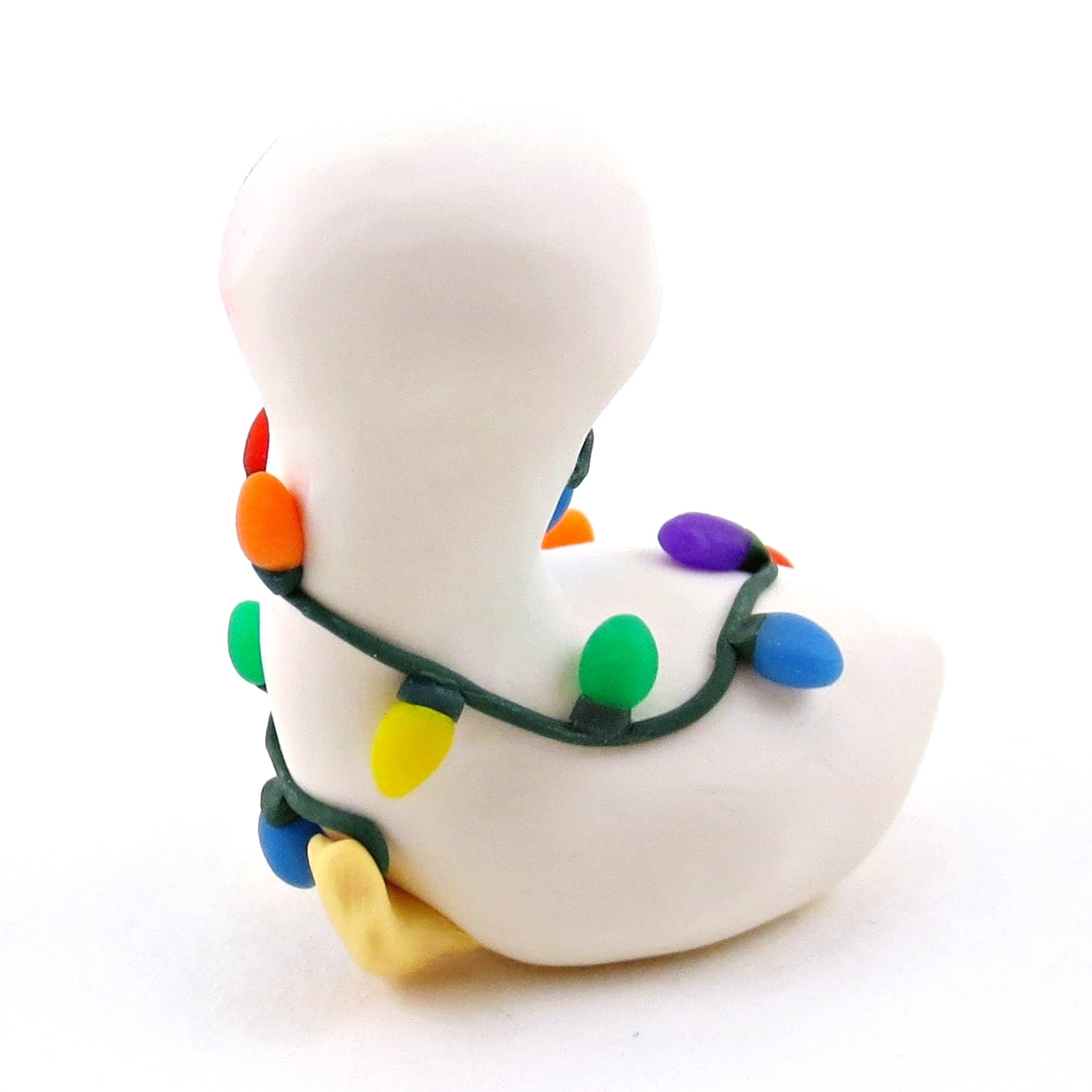 Christmas Lights Goose Figurine - Polymer Clay Christmas Collection