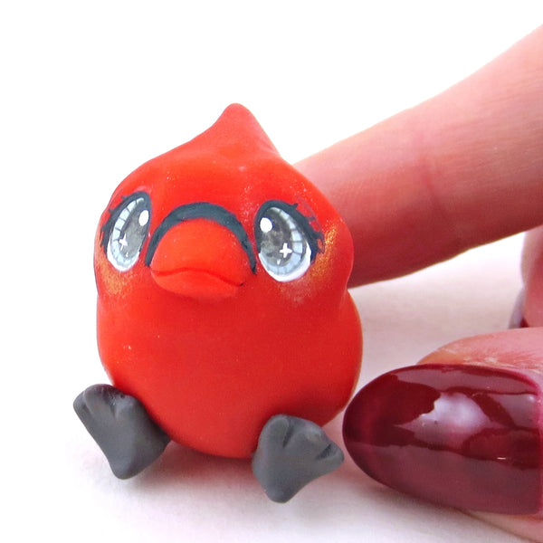Red Cardinal Bird Figurine - Polymer Clay Christmas Collection