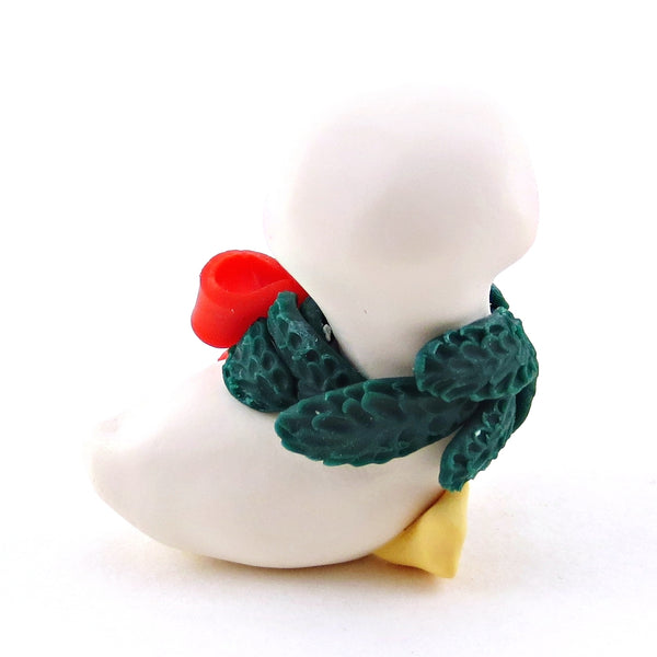 Christmas Wreath Goose Figurine - Polymer Clay Christmas Collection